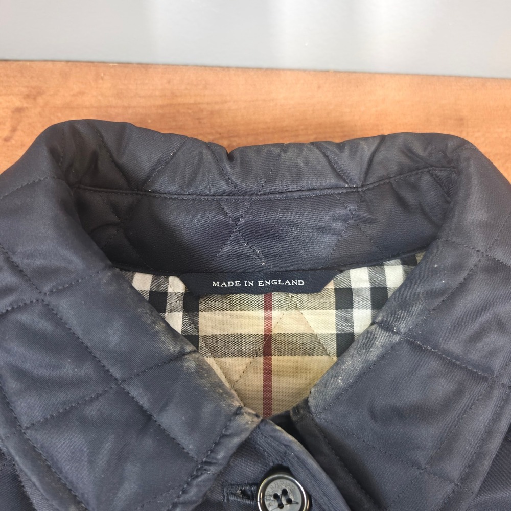 Burberry Quilted Jacket Womens XL Navy Blue Good Nova Check Lining Made England - Picture 4 of 10